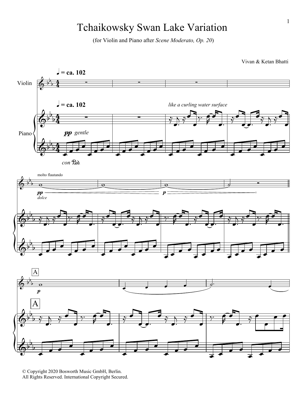 Download Vivan & Ketan Bhatti Tchaikowsky Swan Lake Variation Sheet Music and learn how to play Violin and Piano PDF digital score in minutes
