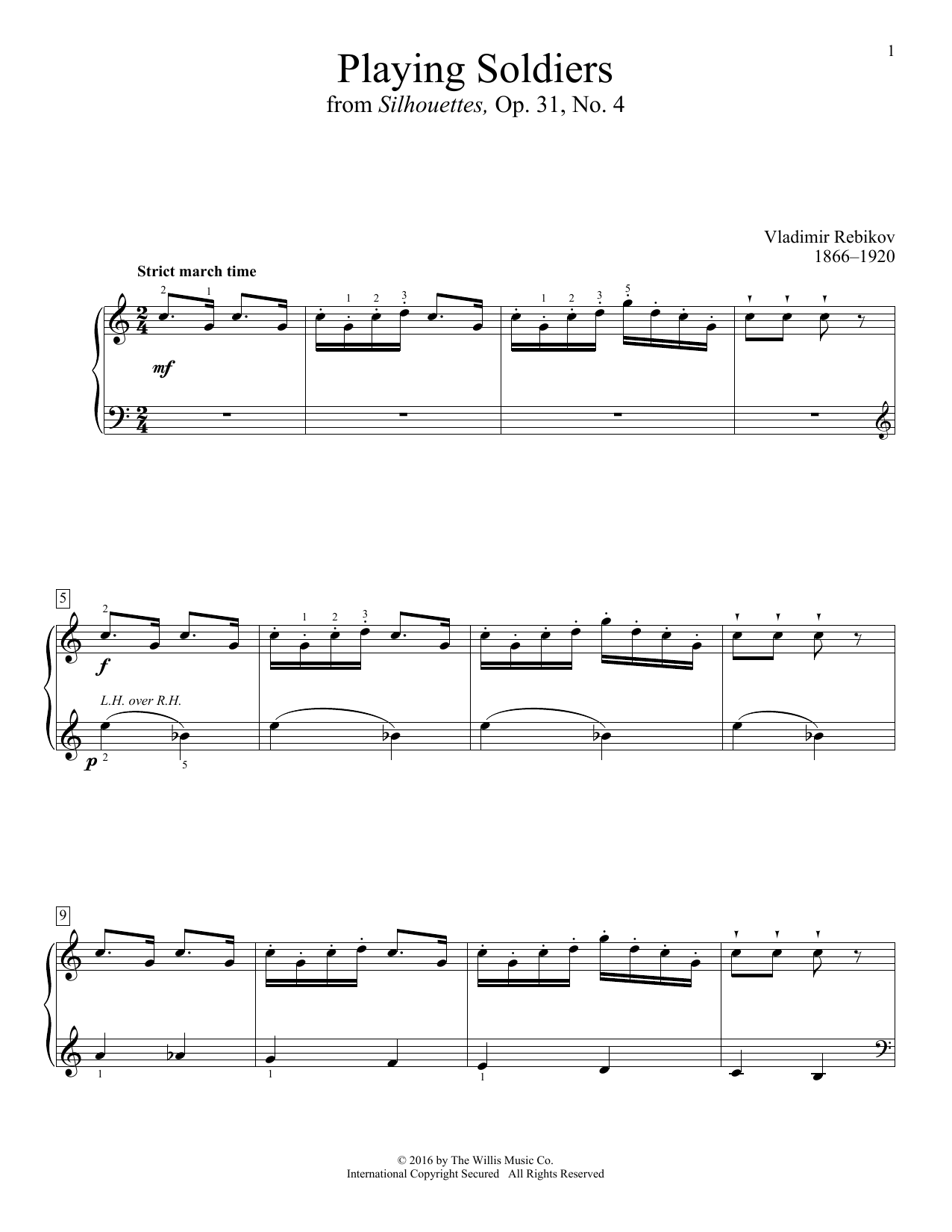 Download Vladimir Rebikov Playing Soldiers Sheet Music and learn how to play Educational Piano PDF digital score in minutes