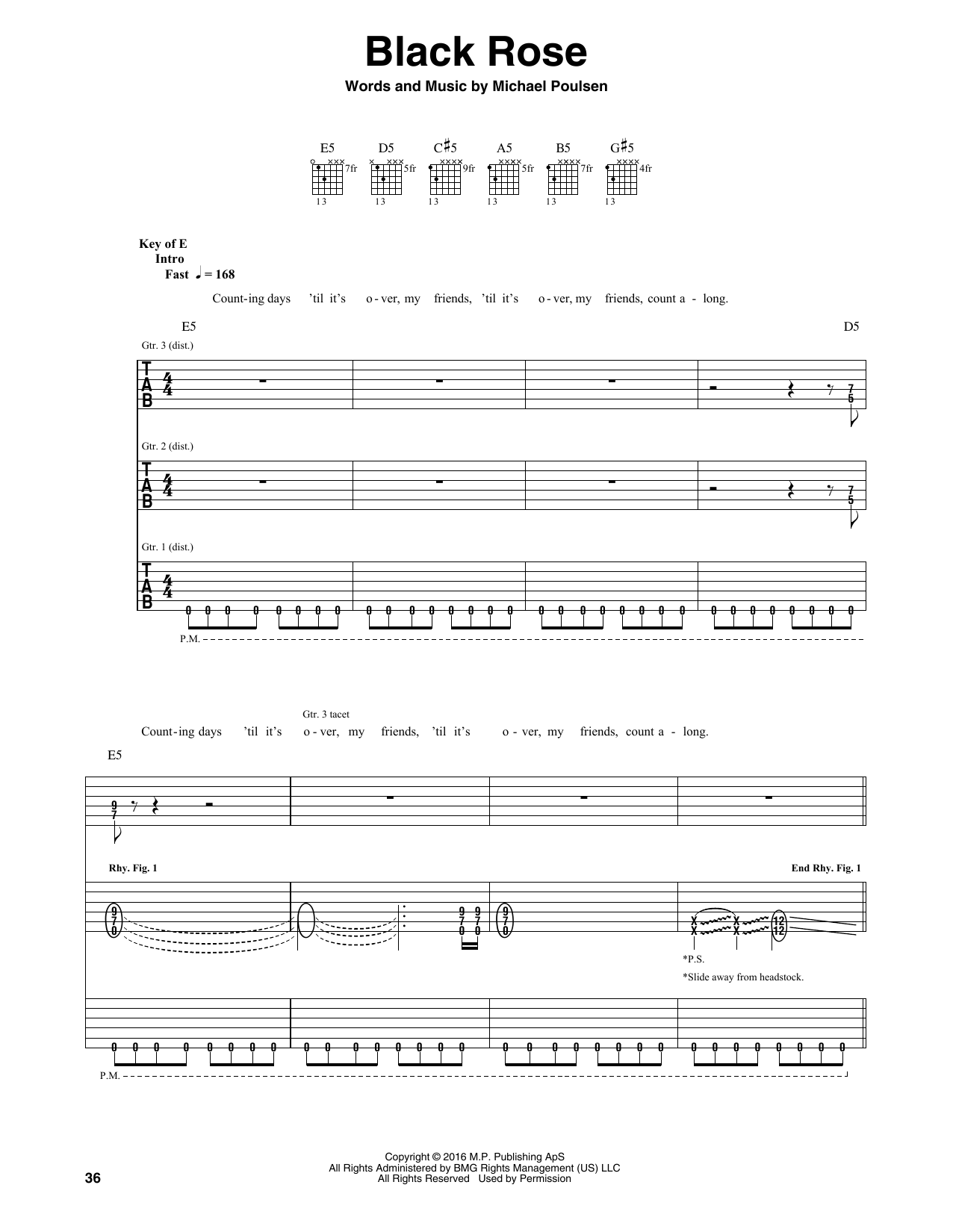 Download Volbeat Black Rose Sheet Music and learn how to play Guitar Tab PDF digital score in minutes