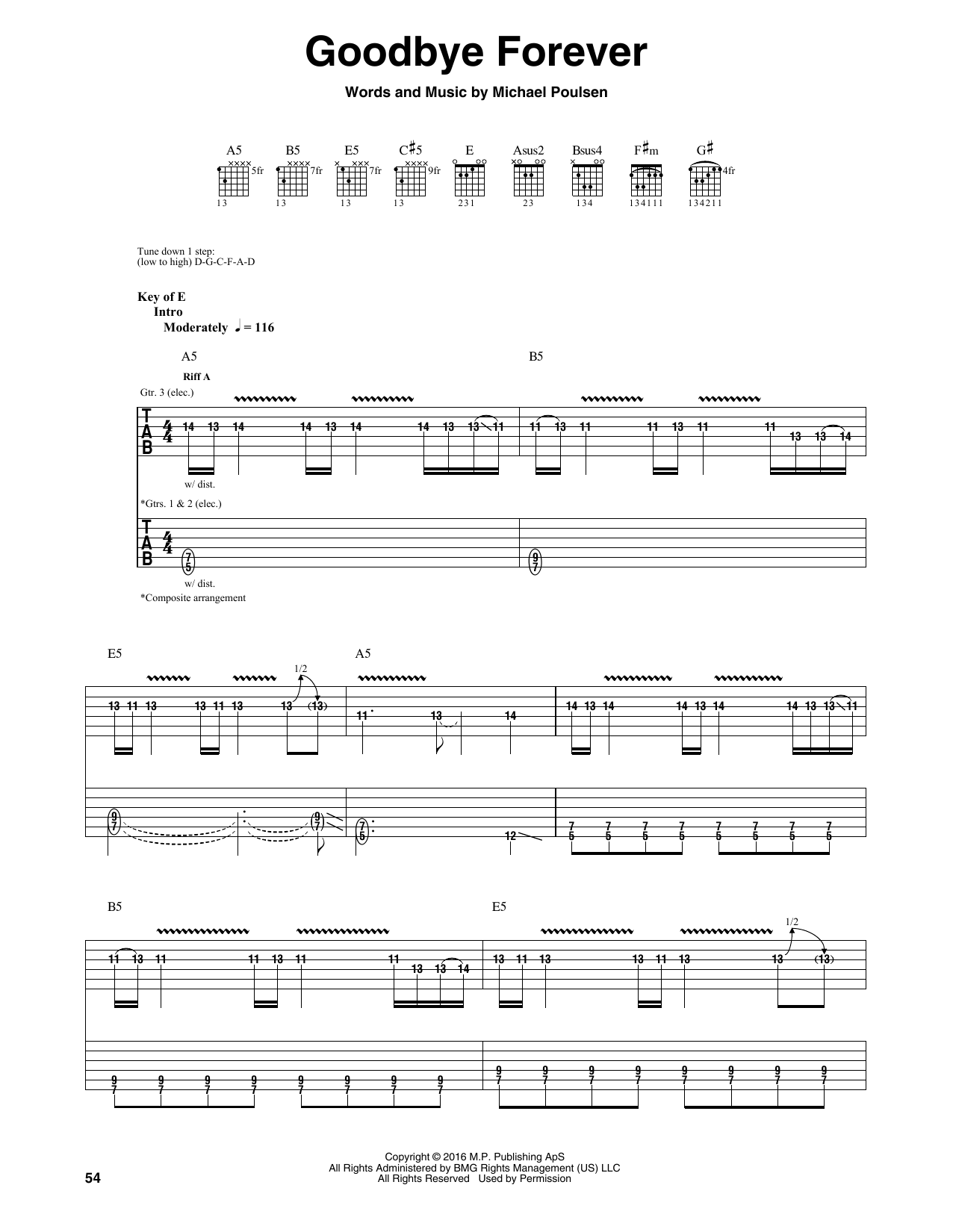 Download Volbeat Goodbye Forever Sheet Music and learn how to play Guitar Tab PDF digital score in minutes