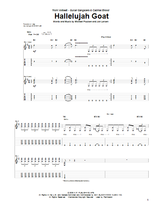 Download Volbeat Hallelujah Goat Sheet Music and learn how to play Guitar Tab PDF digital score in minutes