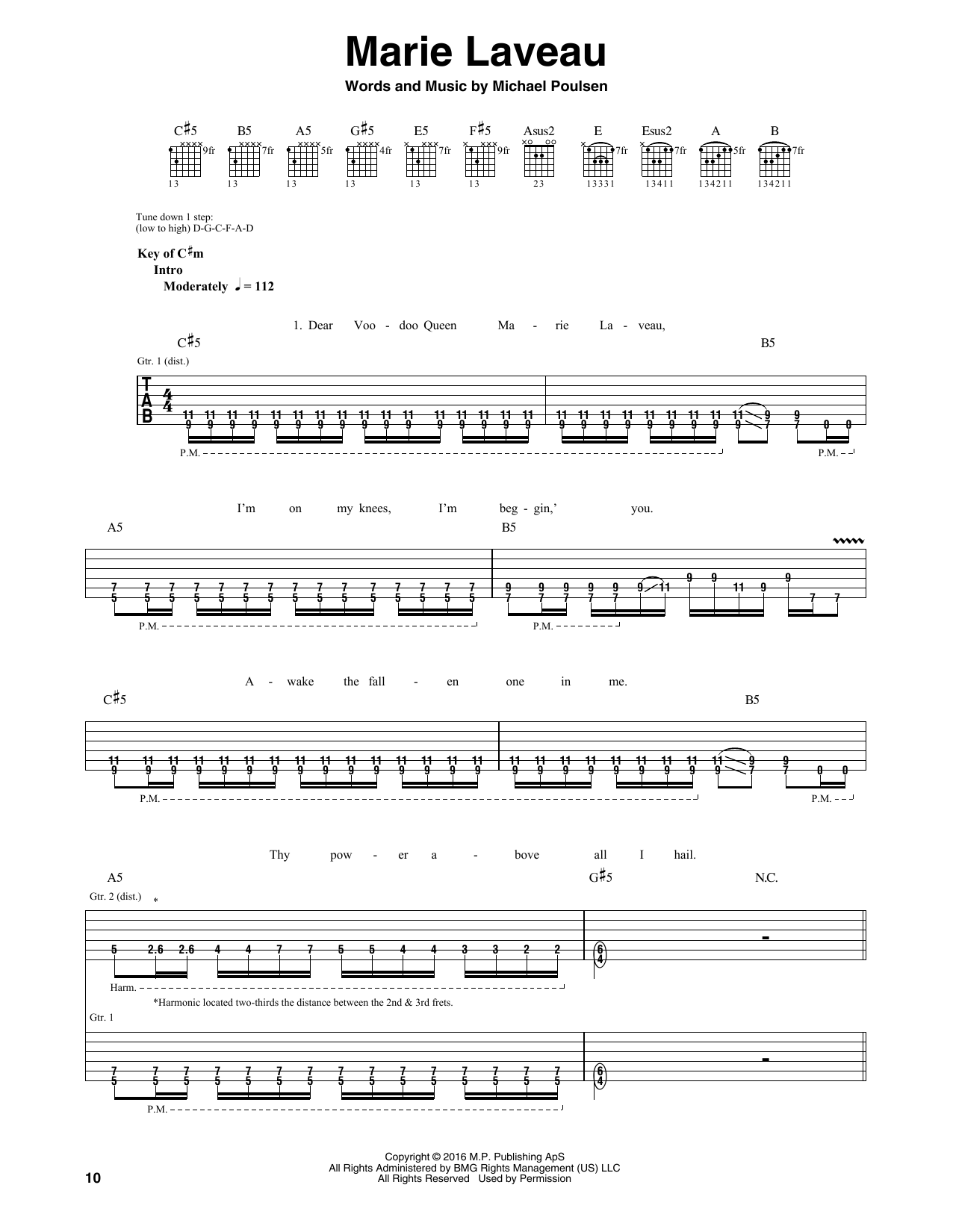 Download Volbeat Marie Laveau Sheet Music and learn how to play Guitar Tab PDF digital score in minutes