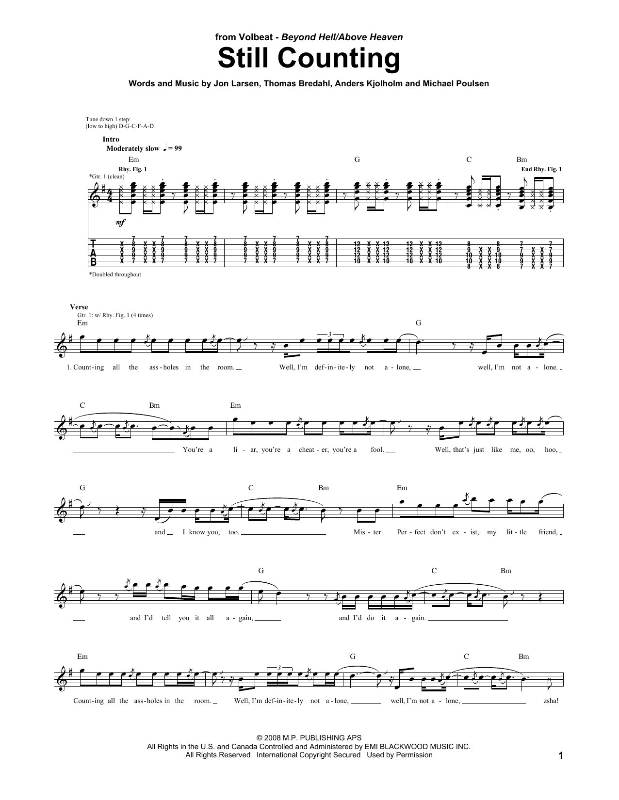 Download Volbeat Still Counting Sheet Music and learn how to play Guitar Tab PDF digital score in minutes