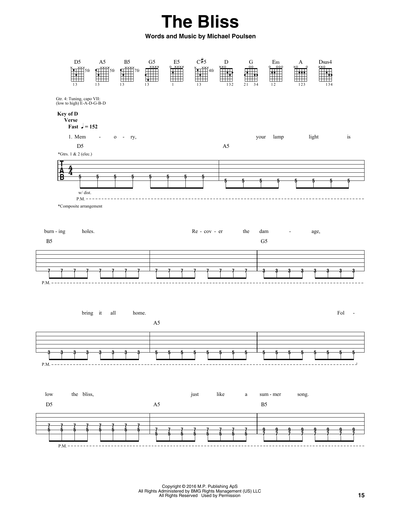 Download Volbeat The Bliss Sheet Music and learn how to play Guitar Tab PDF digital score in minutes