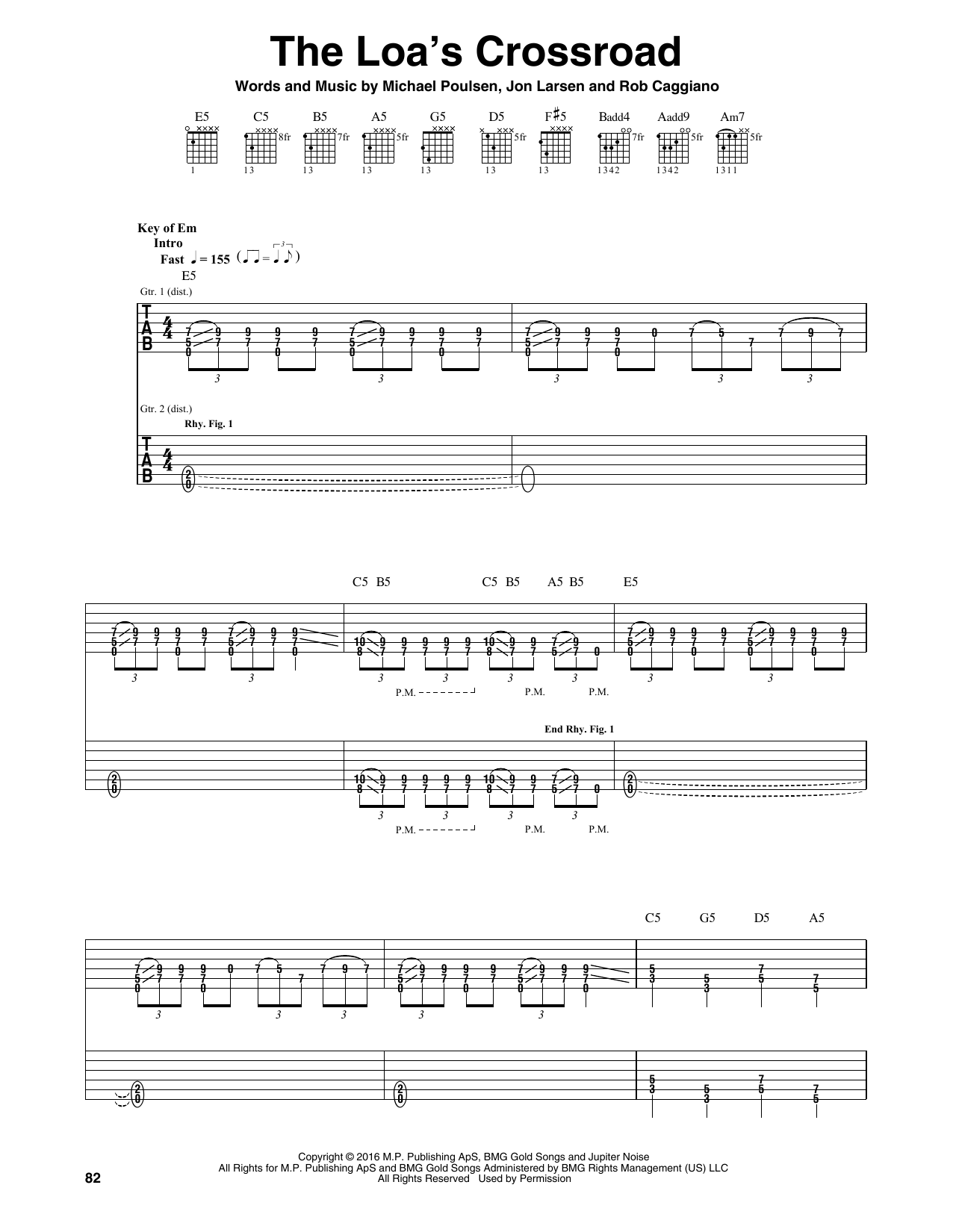 Download Volbeat The Loa's Crossroad Sheet Music and learn how to play Guitar Tab PDF digital score in minutes