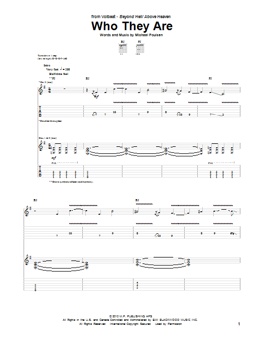 Download Volbeat Who They Are Sheet Music and learn how to play Guitar Tab PDF digital score in minutes