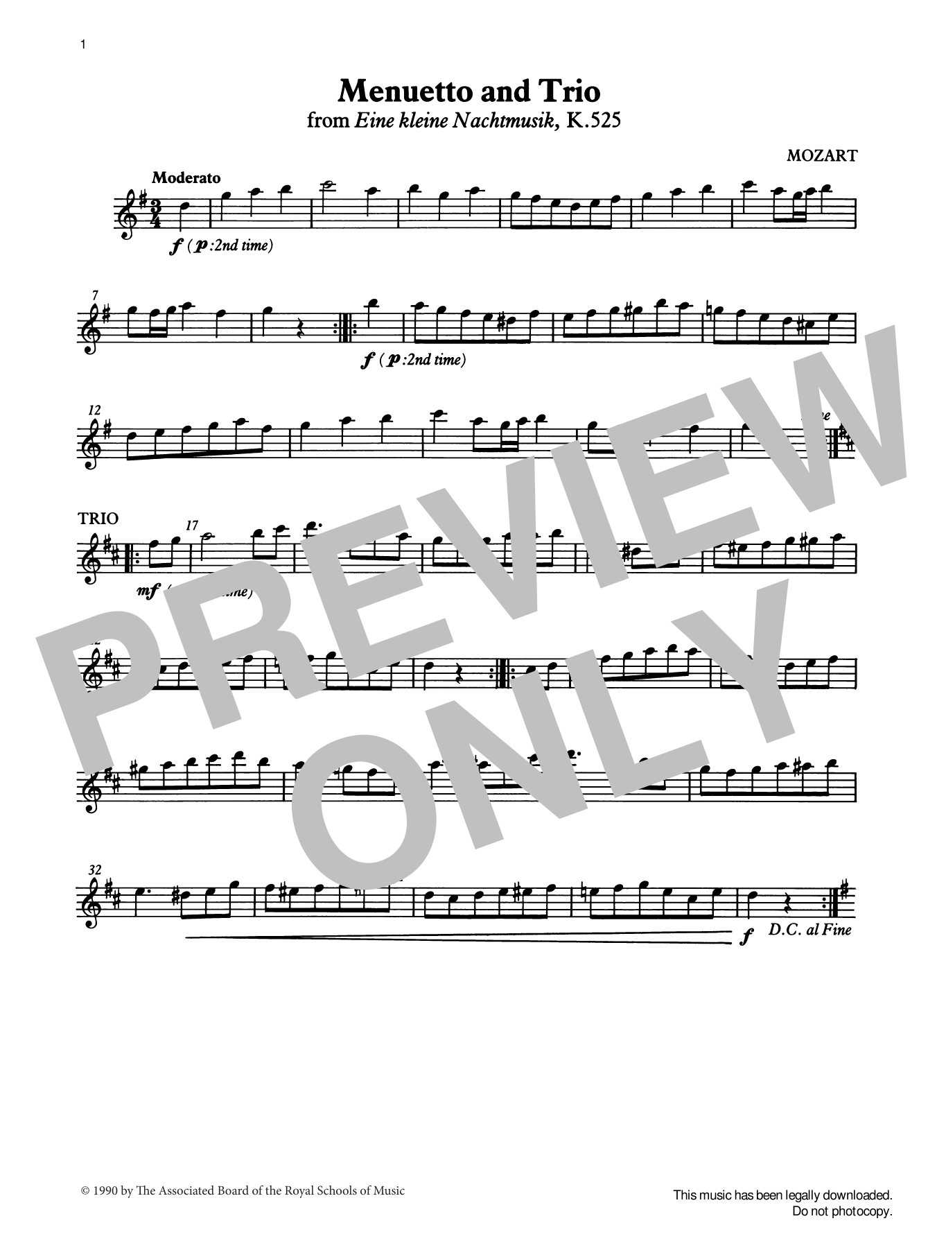 Download W. A. Mozart Menuetto and Trio (score & part) from Graded Music for Tuned Percussion, Book II Sheet Music and learn how to play Percussion Solo PDF digital score in minutes