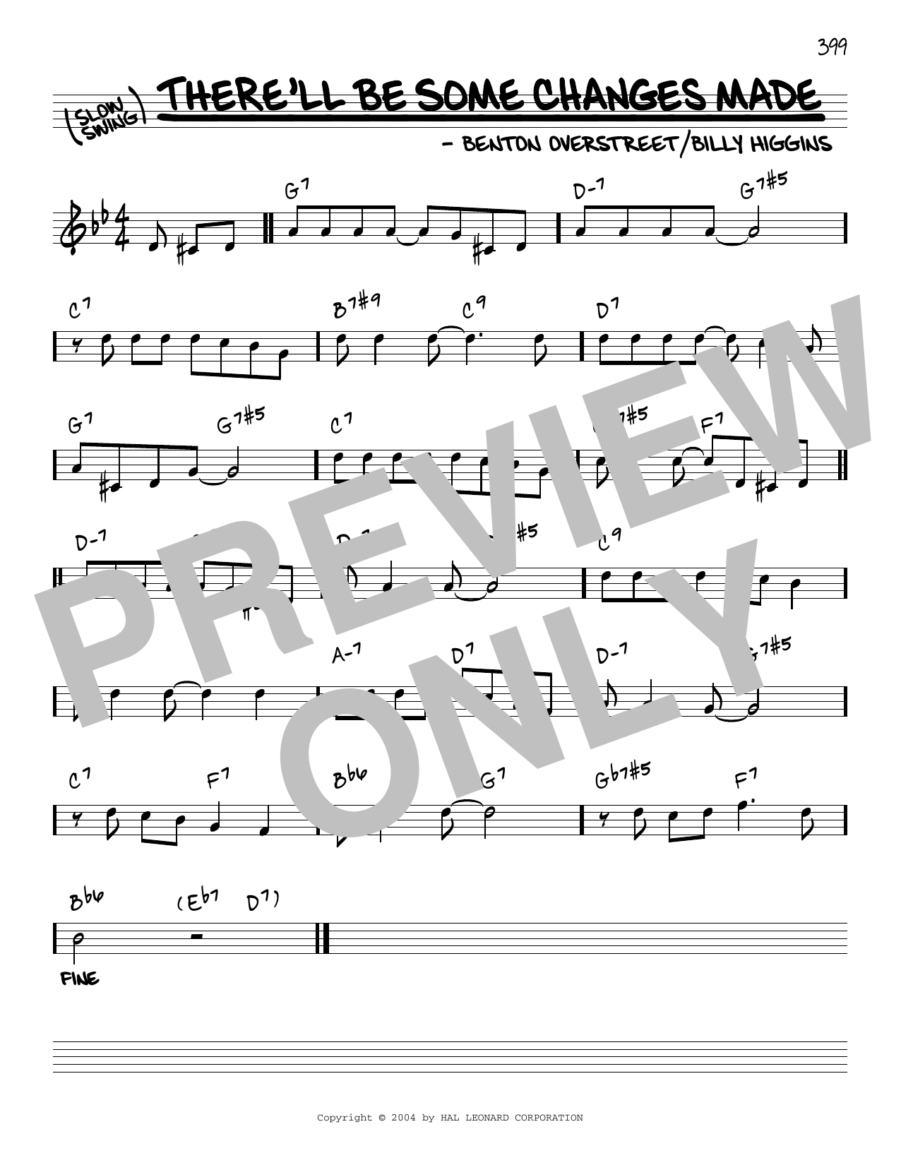 Download W. Benton Overstreet There'll Be Some Changes Made [Reharmonized version] (arr. Jack Grassel) Sheet Music and learn how to play Real Book – Melody & Chords PDF digital score in minutes