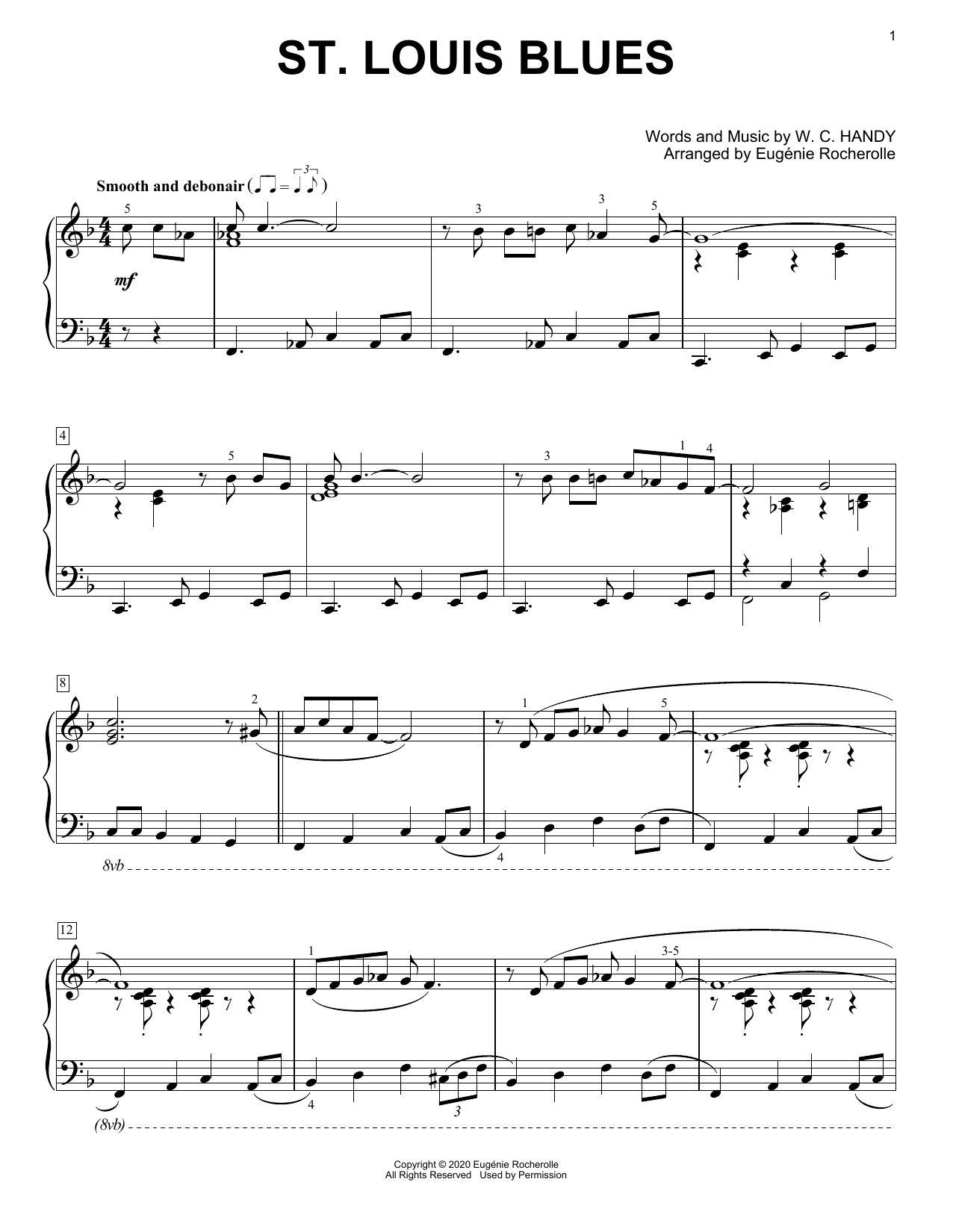 Download W. C. Handy St. Louis Blues [Boogie-woogie version] (arr. Eugénie Rocherolle) Sheet Music and learn how to play Piano Solo PDF digital score in minutes