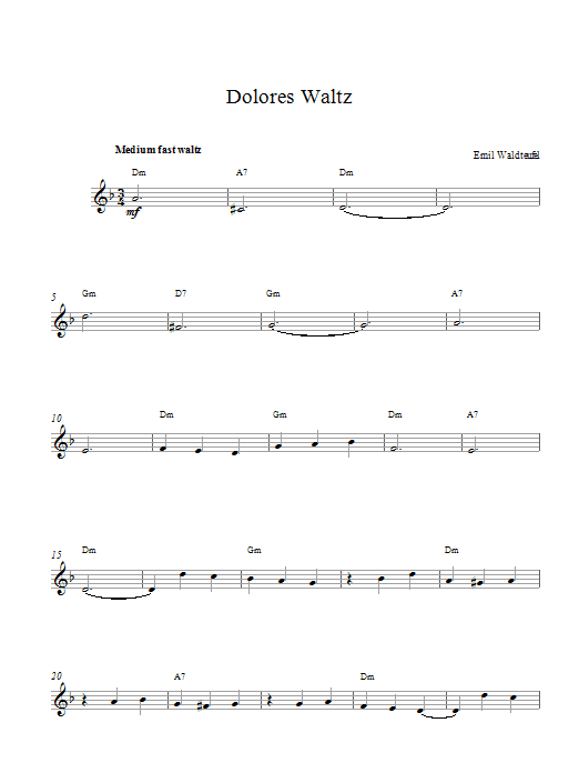 Download Emile Waldteufel Dolores Waltz Sheet Music and learn how to play Melody Line & Chords PDF digital score in minutes
