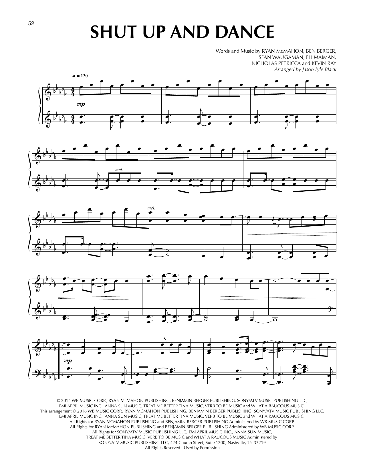 Download Jason Lyle Black Shut Up And Dance Sheet Music and learn how to play Piano PDF digital score in minutes