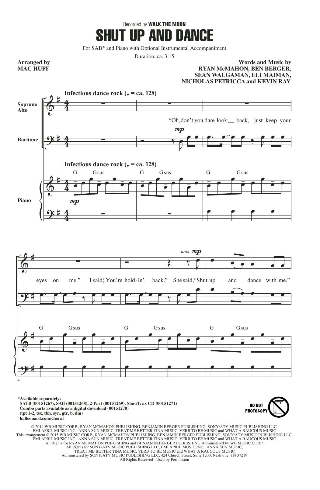 Download Mac Huff Shut Up And Dance Sheet Music and learn how to play SATB PDF digital score in minutes