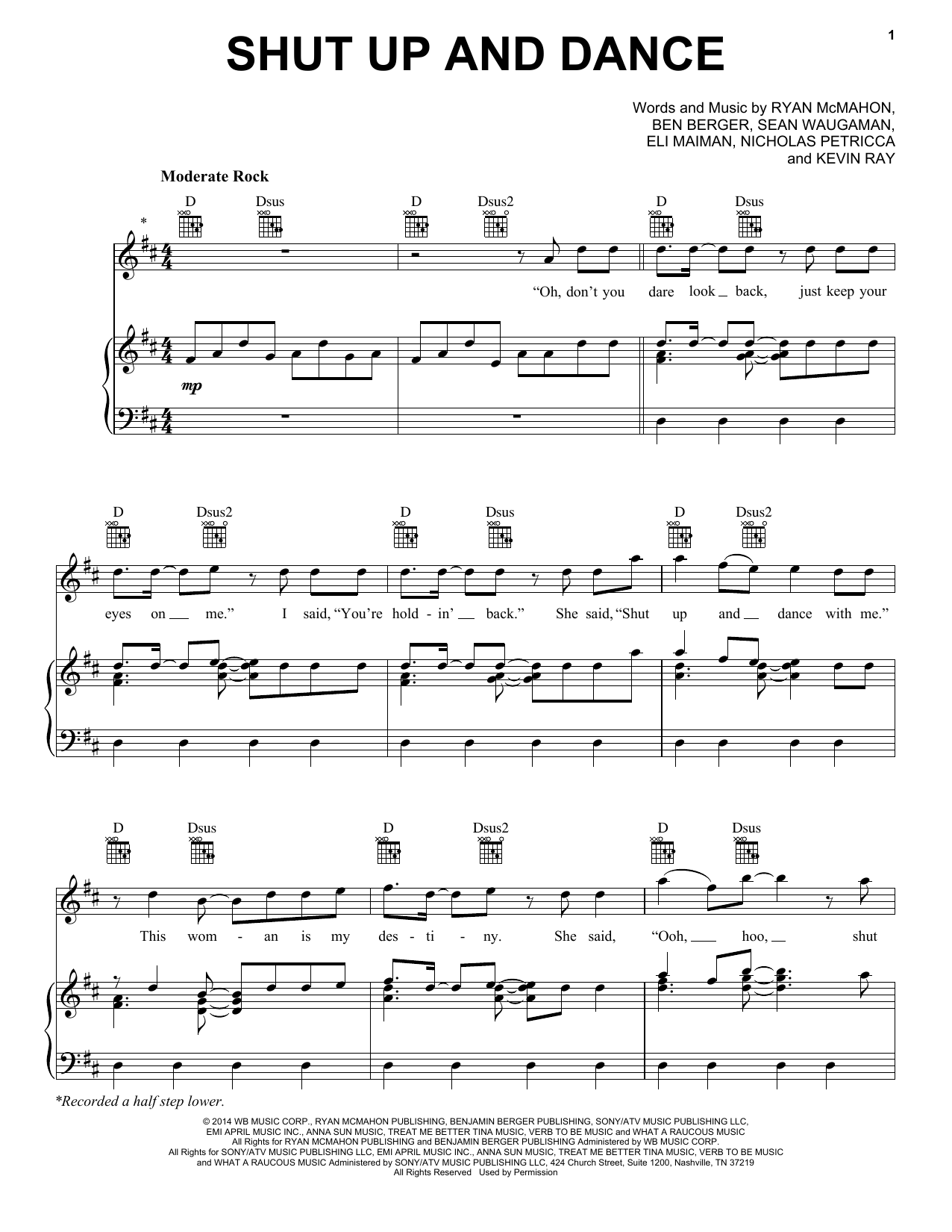 Download Walk The Moon Shut Up And Dance Sheet Music and learn how to play Guitar Tab Play-Along PDF digital score in minutes
