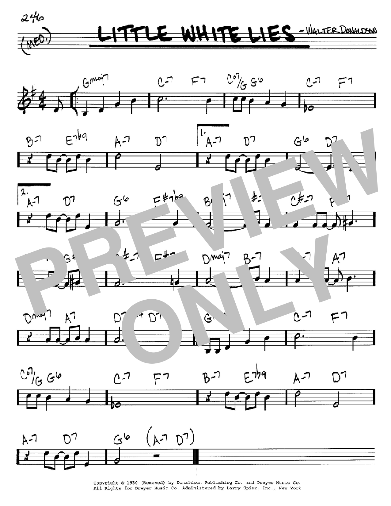Download Walter Donaldson Little White Lies Sheet Music and learn how to play Voice PDF digital score in minutes