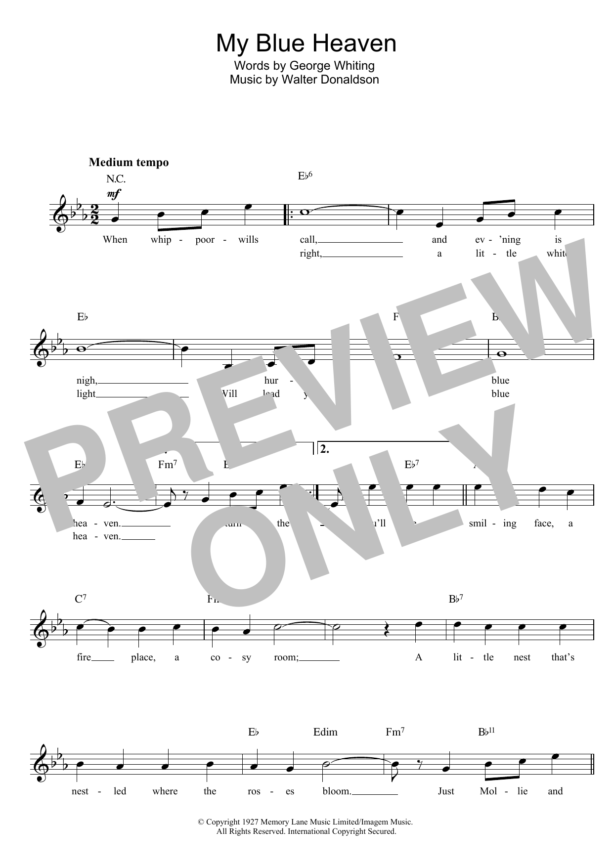 Download Walter Donaldson My Blue Heaven Sheet Music and learn how to play Banjo PDF digital score in minutes