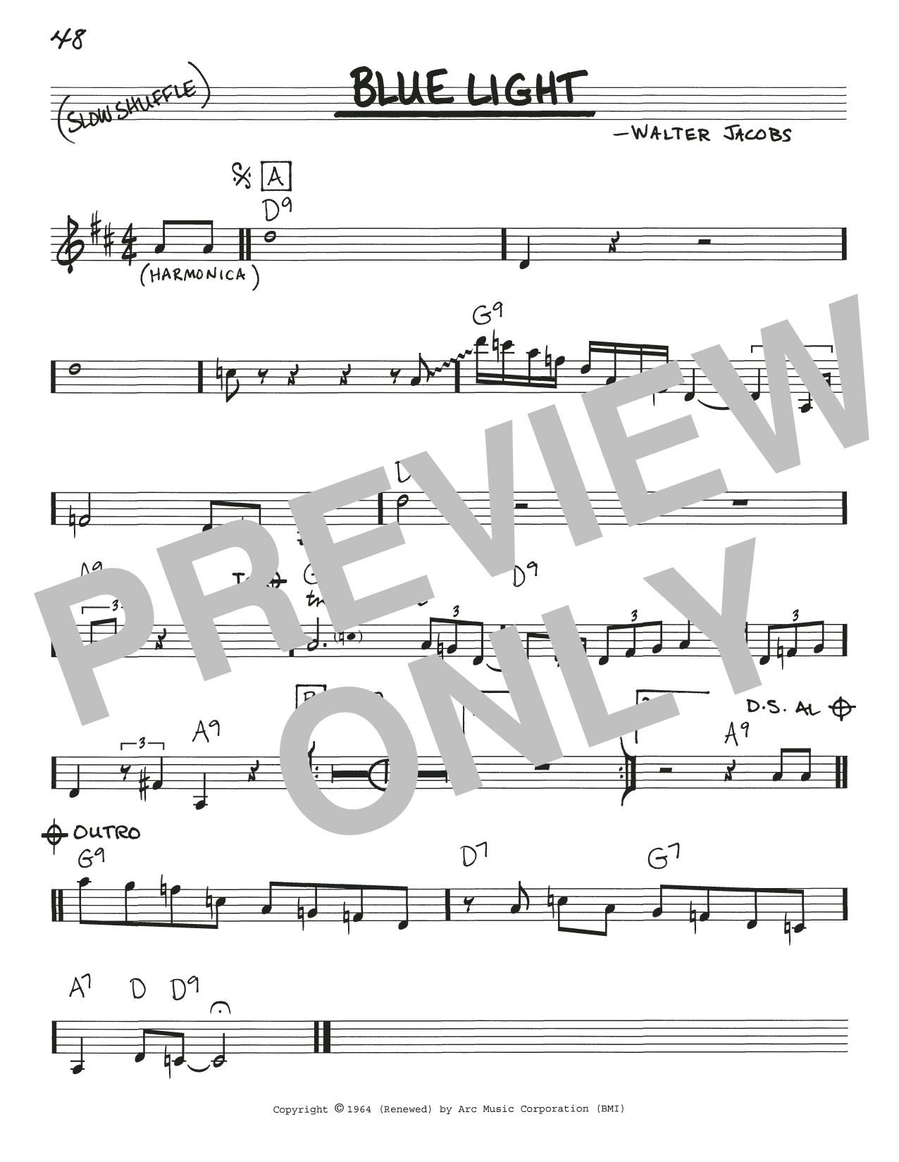 Download Walter Jacobs Blue Light Sheet Music and learn how to play Real Book – Melody, Lyrics & Chords PDF digital score in minutes