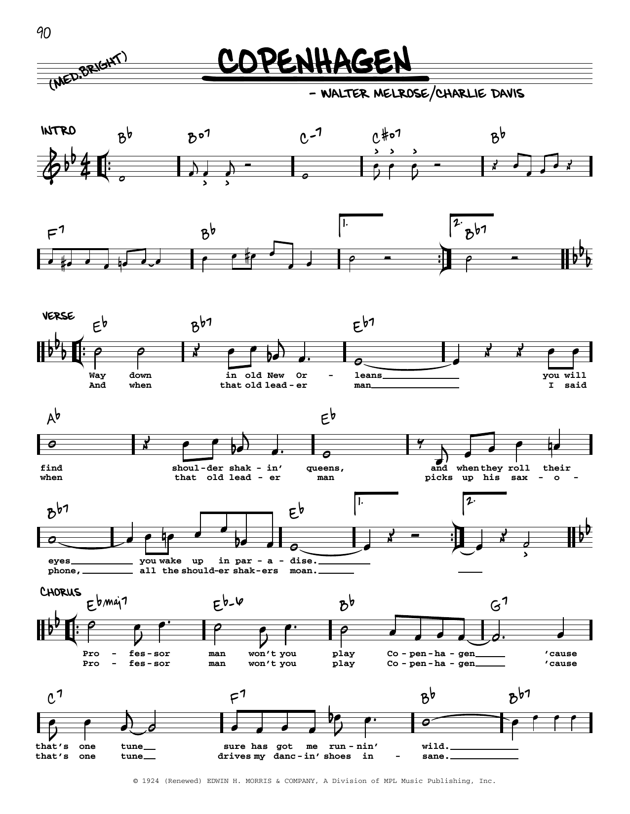 Download Walter Melrose Copenhagen (arr. Robert Rawlins) Sheet Music and learn how to play Real Book – Melody, Lyrics & Chords PDF digital score in minutes