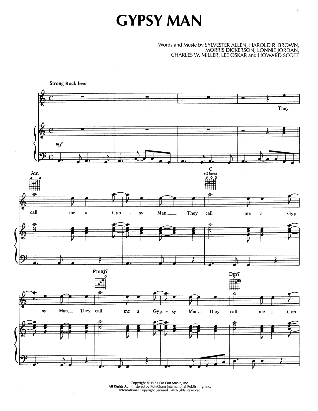 Download War Gypsy Man Sheet Music and learn how to play Piano, Vocal & Guitar (Right-Hand Melody) PDF digital score in minutes