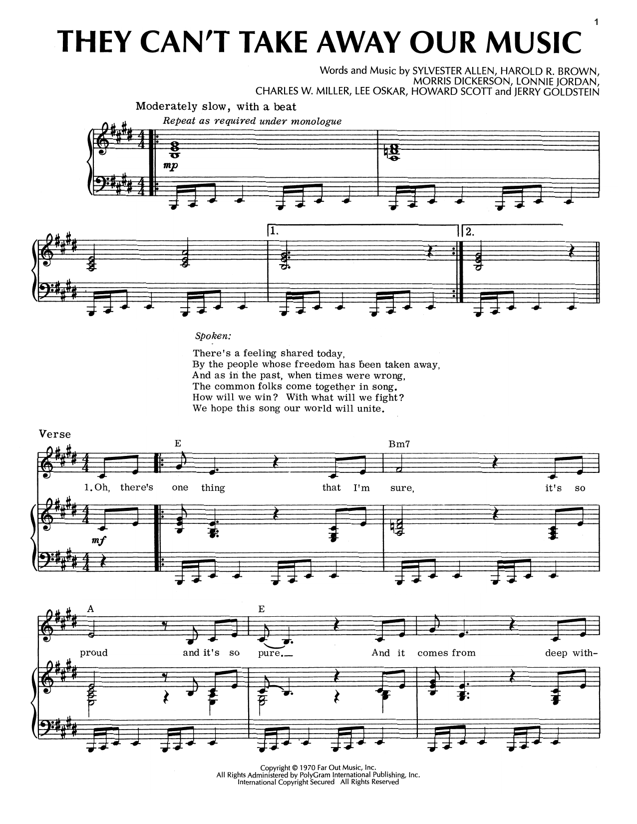 Download War They Can't Take Away Our Music Sheet Music and learn how to play Piano, Vocal & Guitar (Right-Hand Melody) PDF digital score in minutes