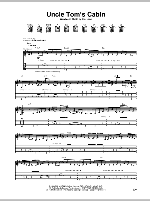 Download Warrant Uncle Tom's Cabin Sheet Music and learn how to play Guitar Tab PDF digital score in minutes