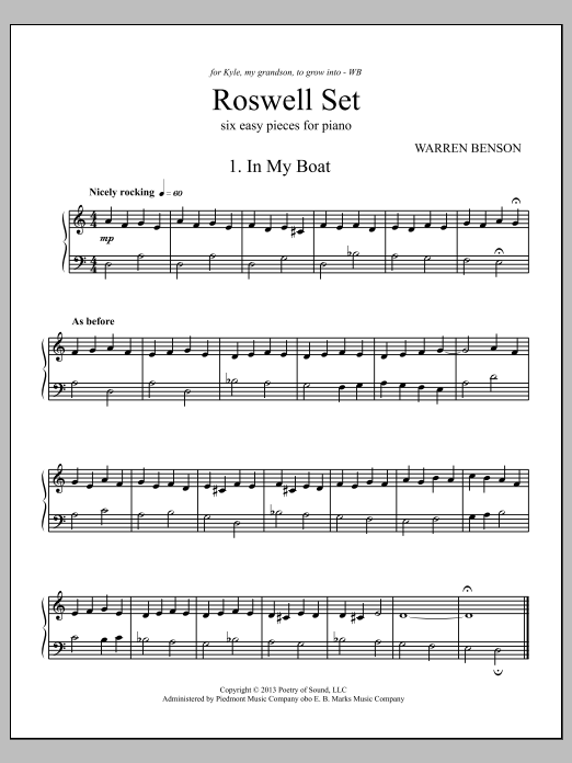 Download Warren Benson Roswell Set Sheet Music and learn how to play Piano PDF digital score in minutes
