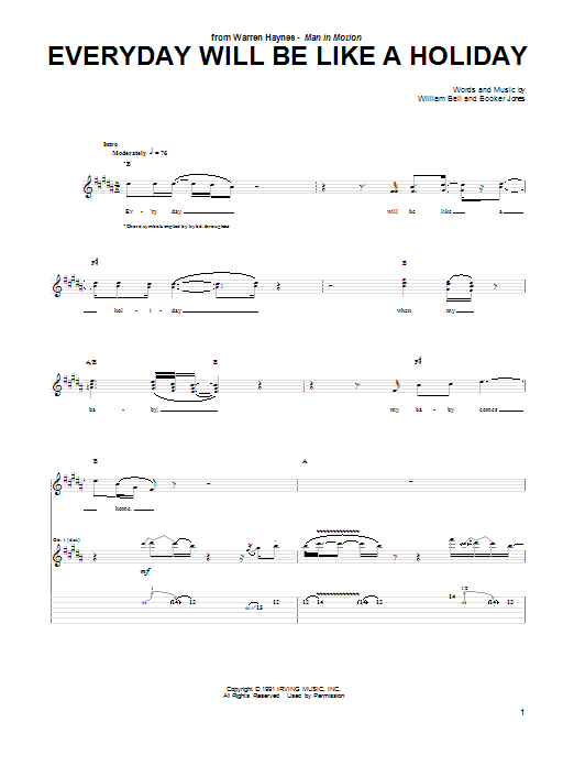 Download Warren Haynes Everyday Will Be Like A Holiday Sheet Music and learn how to play Guitar Tab PDF digital score in minutes