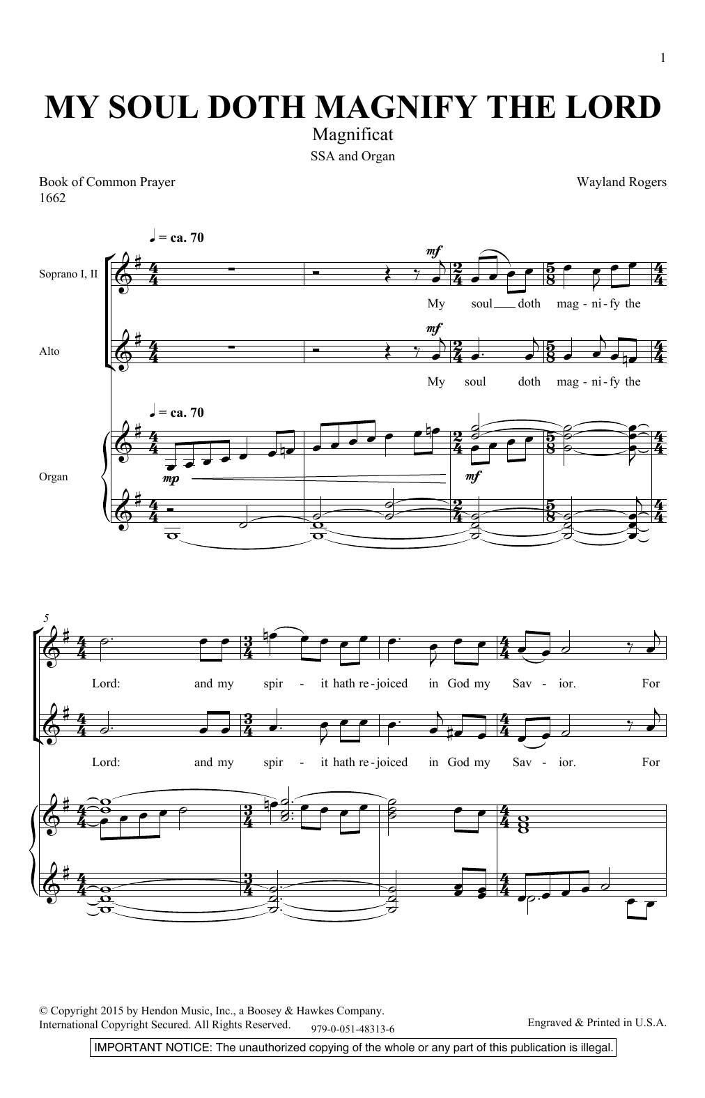 Download Wayland Rogers My Soul Doth Magnify The Lord Sheet Music and learn how to play SSA PDF digital score in minutes