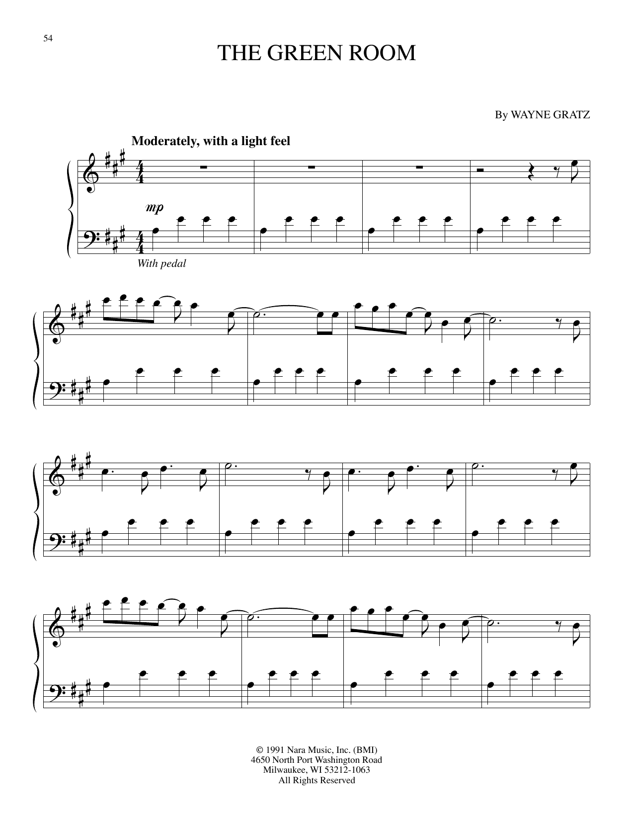 Download Wayne Gratz The Green Room Sheet Music and learn how to play Piano Solo PDF digital score in minutes