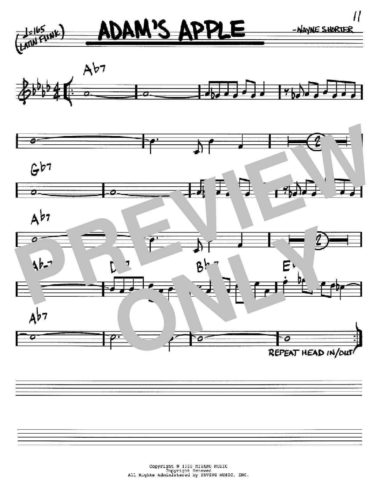 Download Wayne Shorter Adam's Apple Sheet Music and learn how to play TSXTRN PDF digital score in minutes