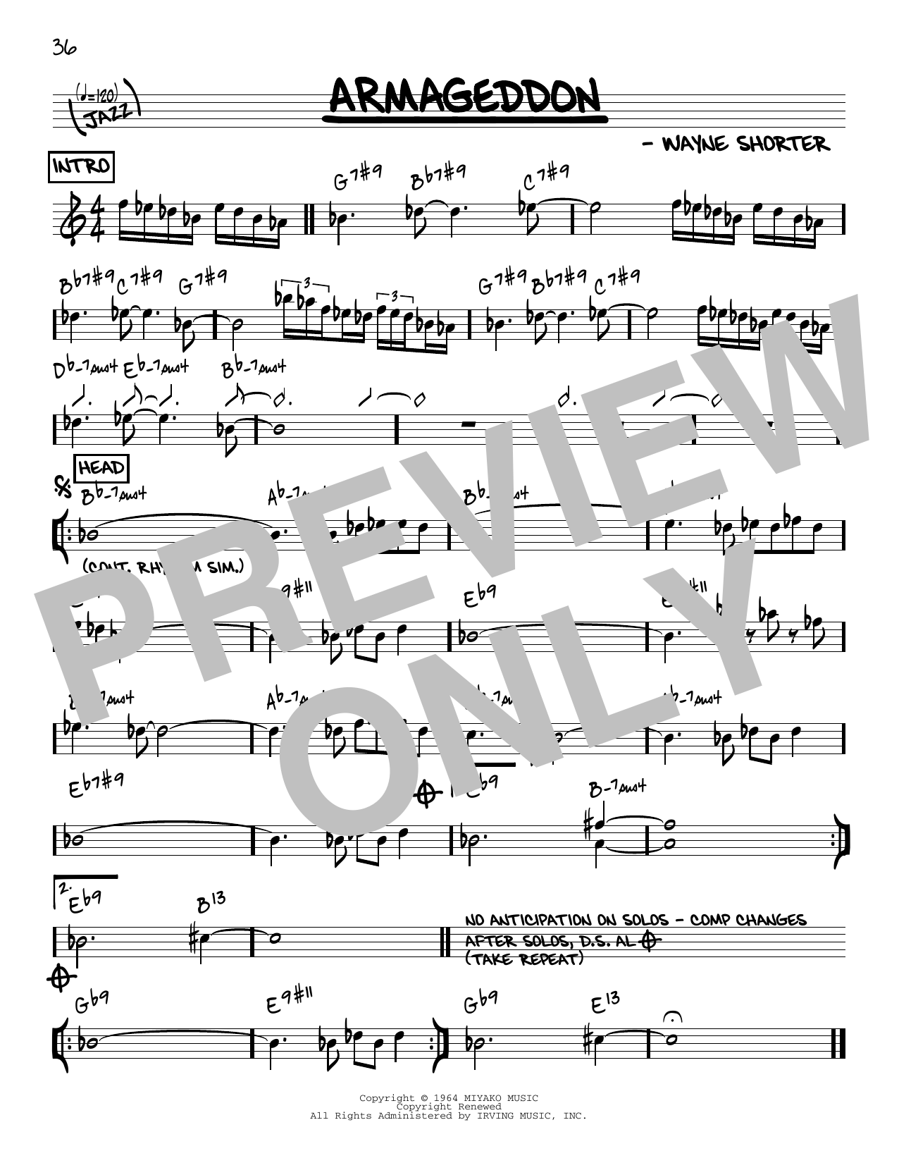 Download Wayne Shorter Armageddon [Reharmonized version] (arr. Jack Grassel) Sheet Music and learn how to play Real Book – Melody & Chords PDF digital score in minutes