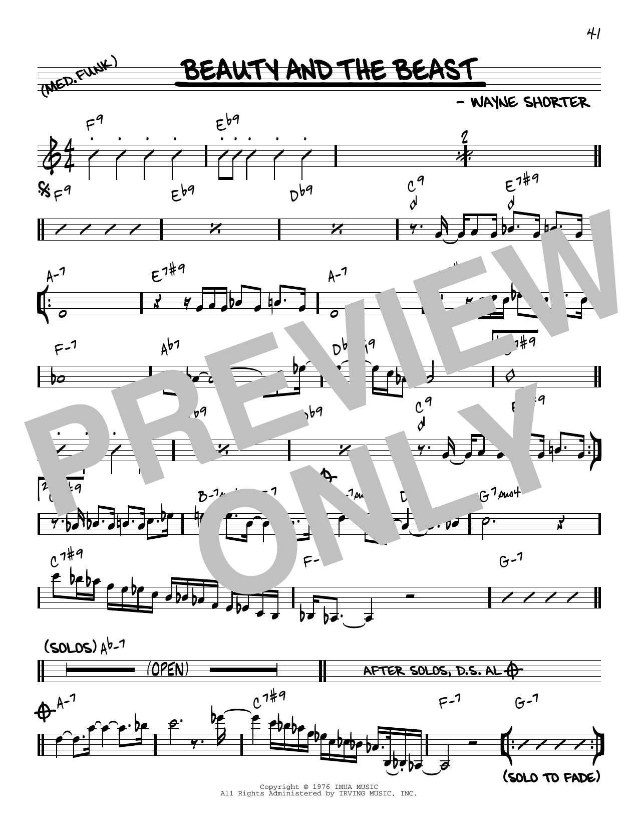 Download Wayne Shorter Beauty And The Beast [Reharmonized version] (arr. Jack Grassel) Sheet Music and learn how to play Real Book – Melody & Chords PDF digital score in minutes