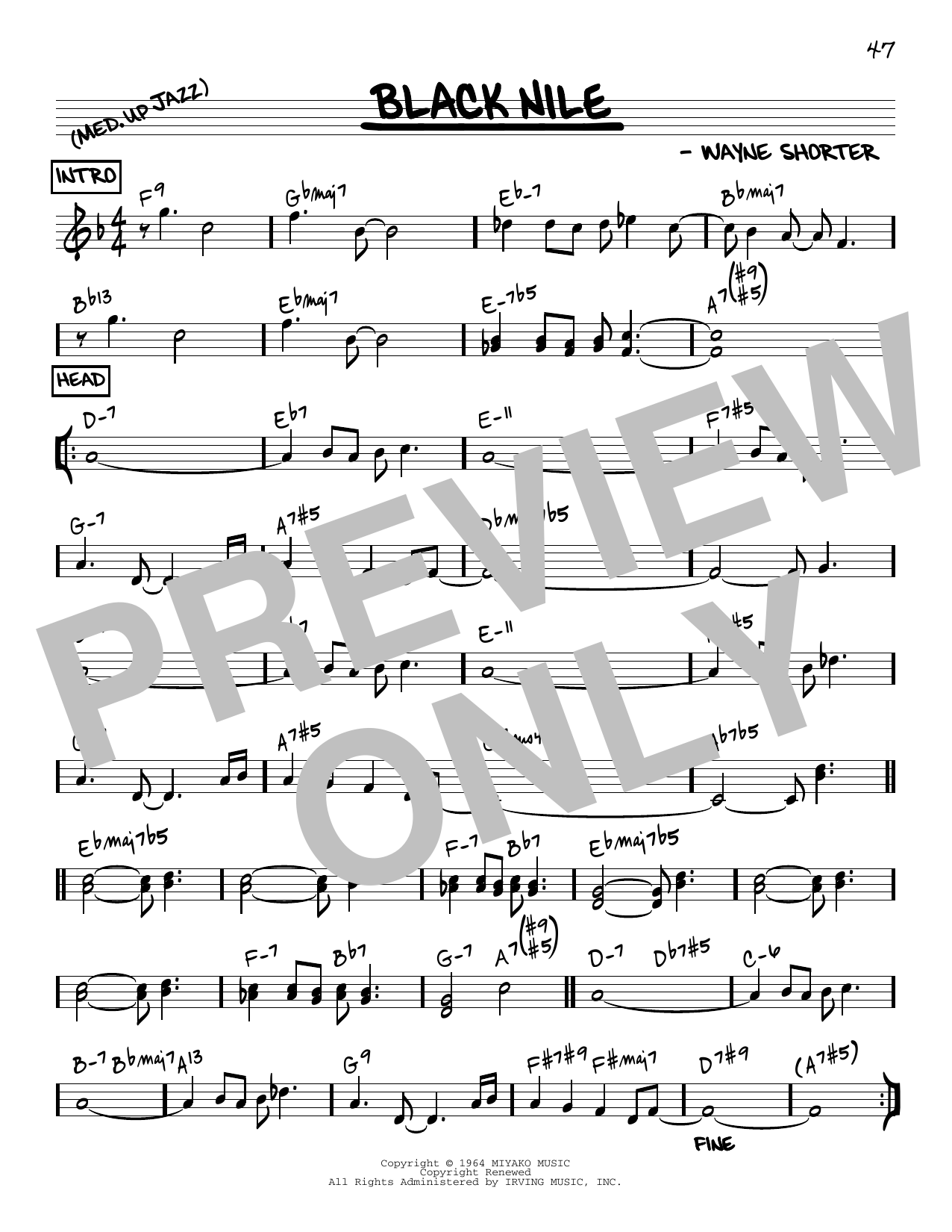 Download Wayne Shorter Black Nile [Reharmonized version] (arr. Jack Grassel) Sheet Music and learn how to play Real Book – Melody & Chords PDF digital score in minutes