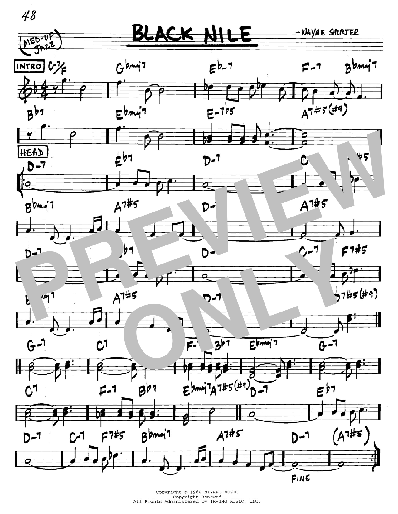 Download Wayne Shorter Black Nile Sheet Music and learn how to play Real Book - Melody & Chords - C Instruments PDF digital score in minutes