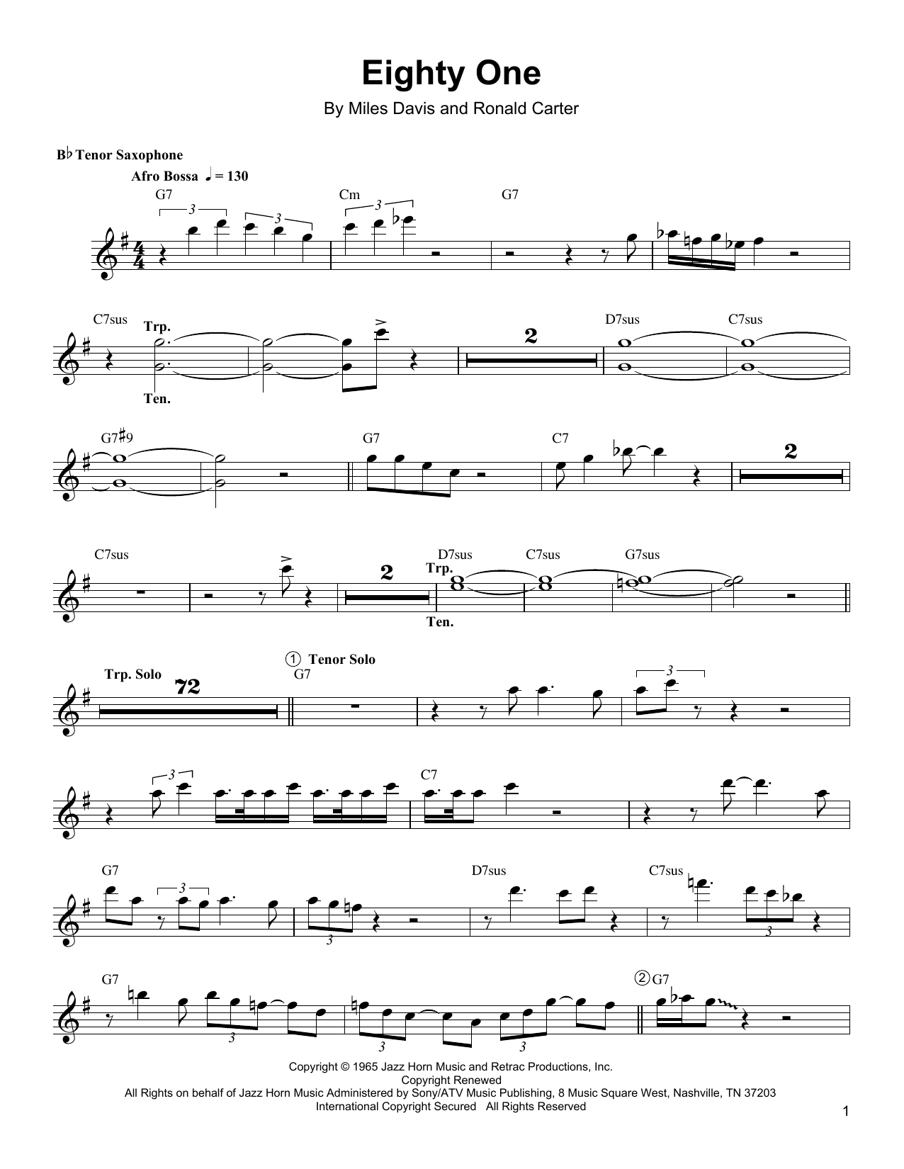 Download Wayne Shorter Eighty One Sheet Music and learn how to play TSXTRN PDF digital score in minutes