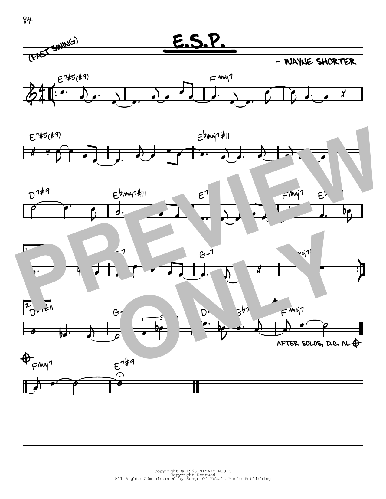 Download Wayne Shorter E.S.P. Sheet Music and learn how to play Bass Guitar Tab PDF digital score in minutes