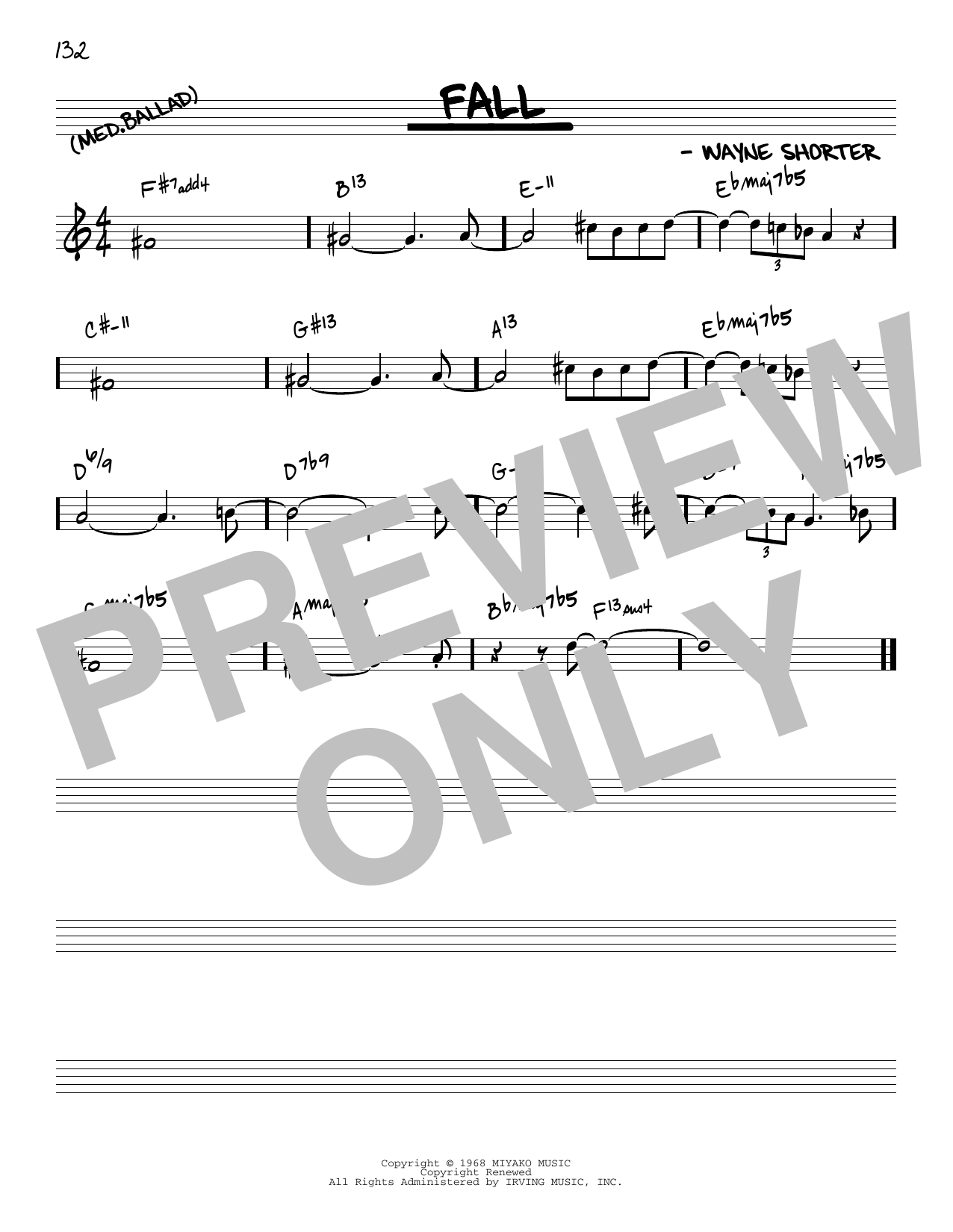 Download Wayne Shorter Fall [Reharmonized version] (arr. Jack Grassel) Sheet Music and learn how to play Real Book – Melody & Chords PDF digital score in minutes