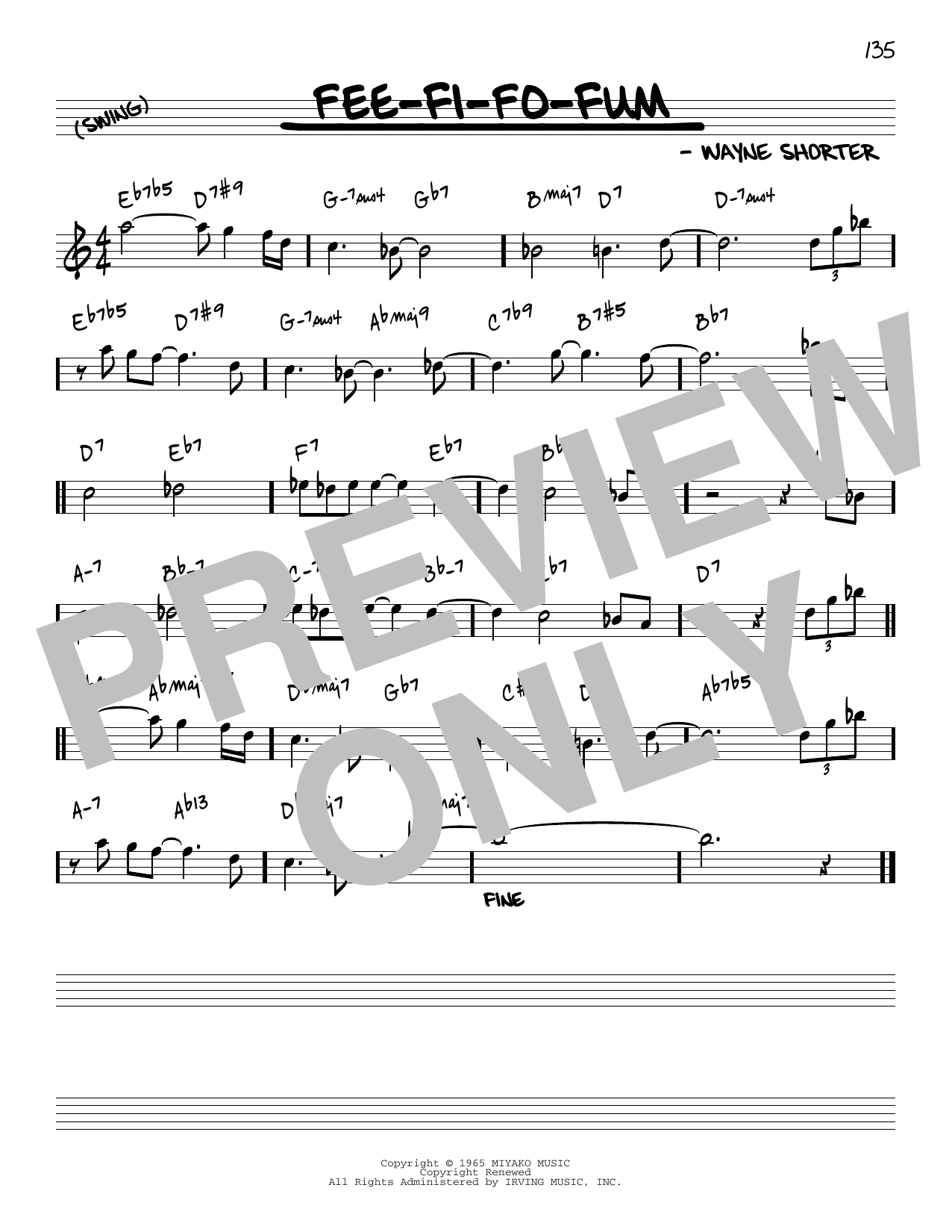 Download Wayne Shorter Fee-Fi-Fo-Fum [Reharmonized version] (arr. Jack Grassel) Sheet Music and learn how to play Real Book – Melody & Chords PDF digital score in minutes