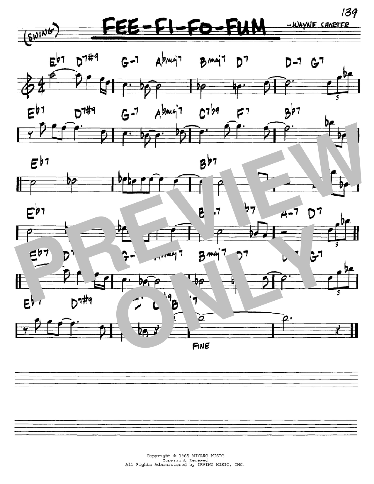 Download Wayne Shorter Fee-Fi-Fo-Fum Sheet Music and learn how to play Real Book - Melody & Chords - Bb Instruments PDF digital score in minutes