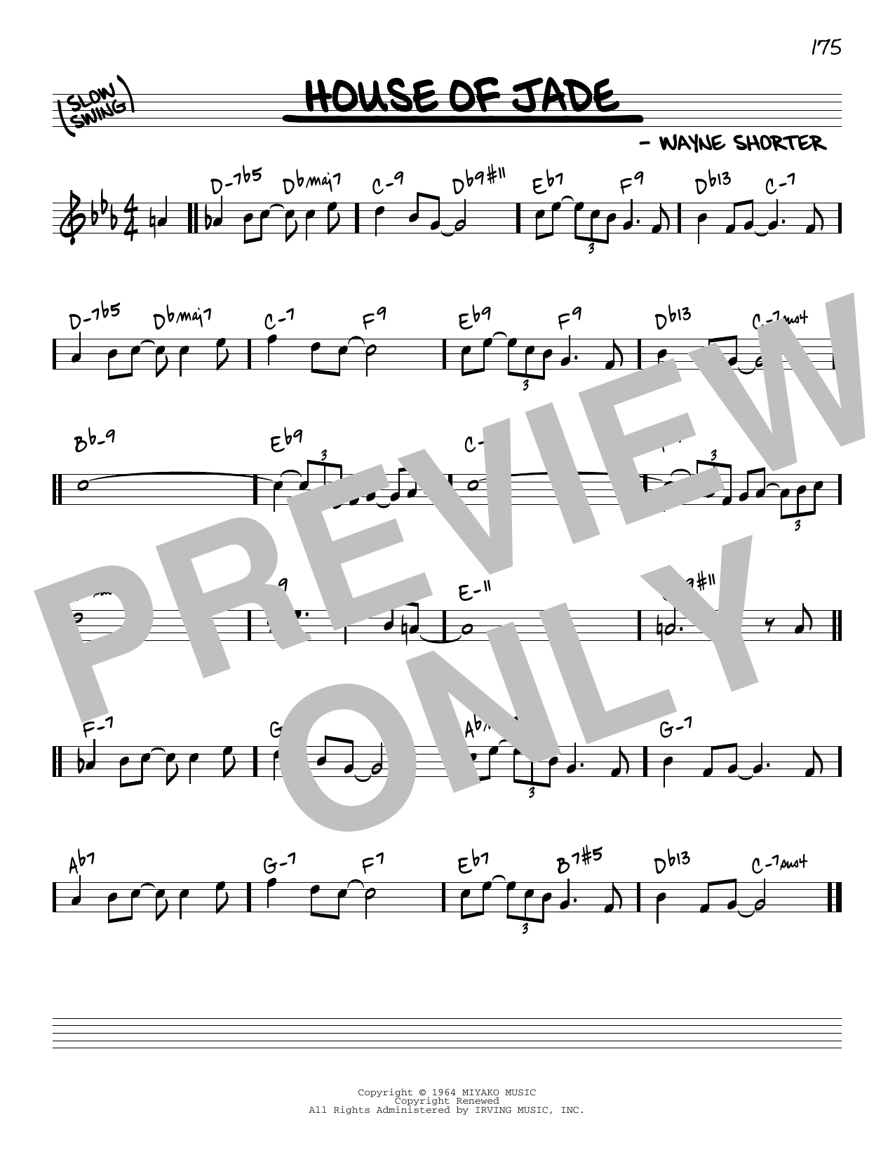 Download Wayne Shorter House Of Jade [Reharmonized version] (arr. Jack Grassel) Sheet Music and learn how to play Real Book – Melody & Chords PDF digital score in minutes