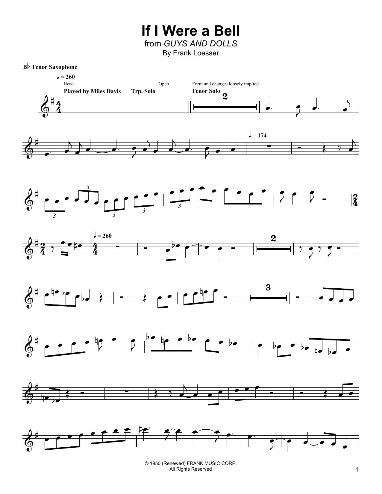 Download Wayne Shorter If I Were A Bell Sheet Music and learn how to play TSXTRN PDF digital score in minutes