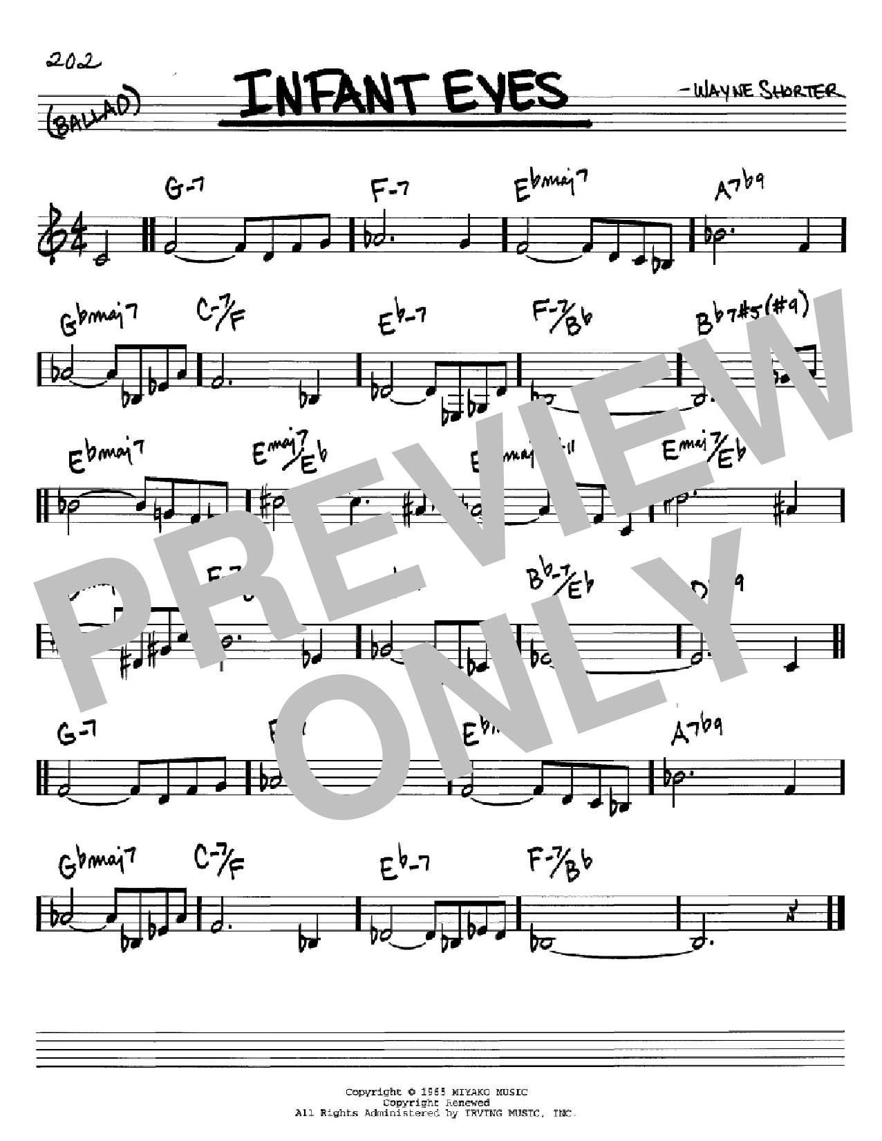 Download Wayne Shorter Infant Eyes Sheet Music and learn how to play Real Book - Melody & Chords - C Instruments PDF digital score in minutes