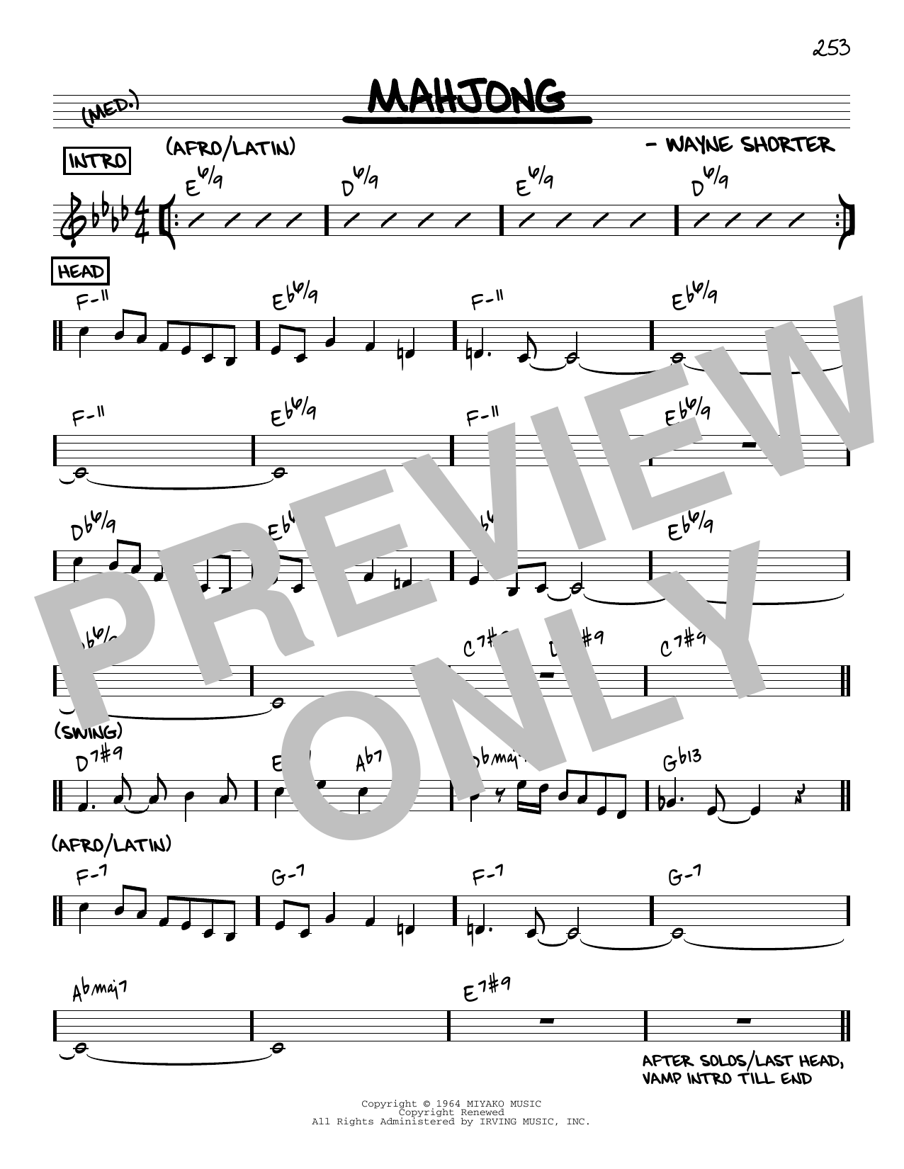 Download Wayne Shorter Mahjong [Reharmonized version] (arr. Jack Grassel) Sheet Music and learn how to play Real Book – Melody & Chords PDF digital score in minutes