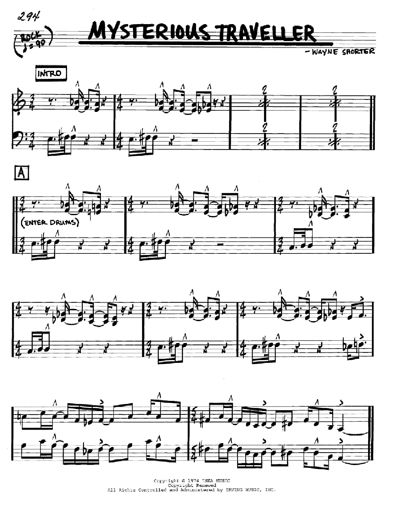 Download Wayne Shorter Mysterious Traveller Sheet Music and learn how to play Real Book - Melody & Chords - Eb Instruments PDF digital score in minutes
