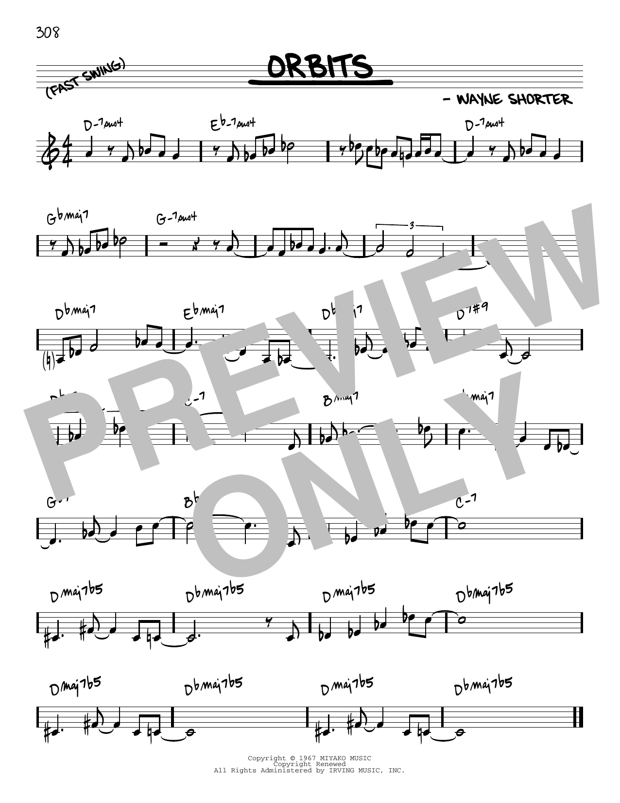 Download Wayne Shorter Orbits [Reharmonized version] (arr. Jack Grassel) Sheet Music and learn how to play Real Book – Melody & Chords PDF digital score in minutes