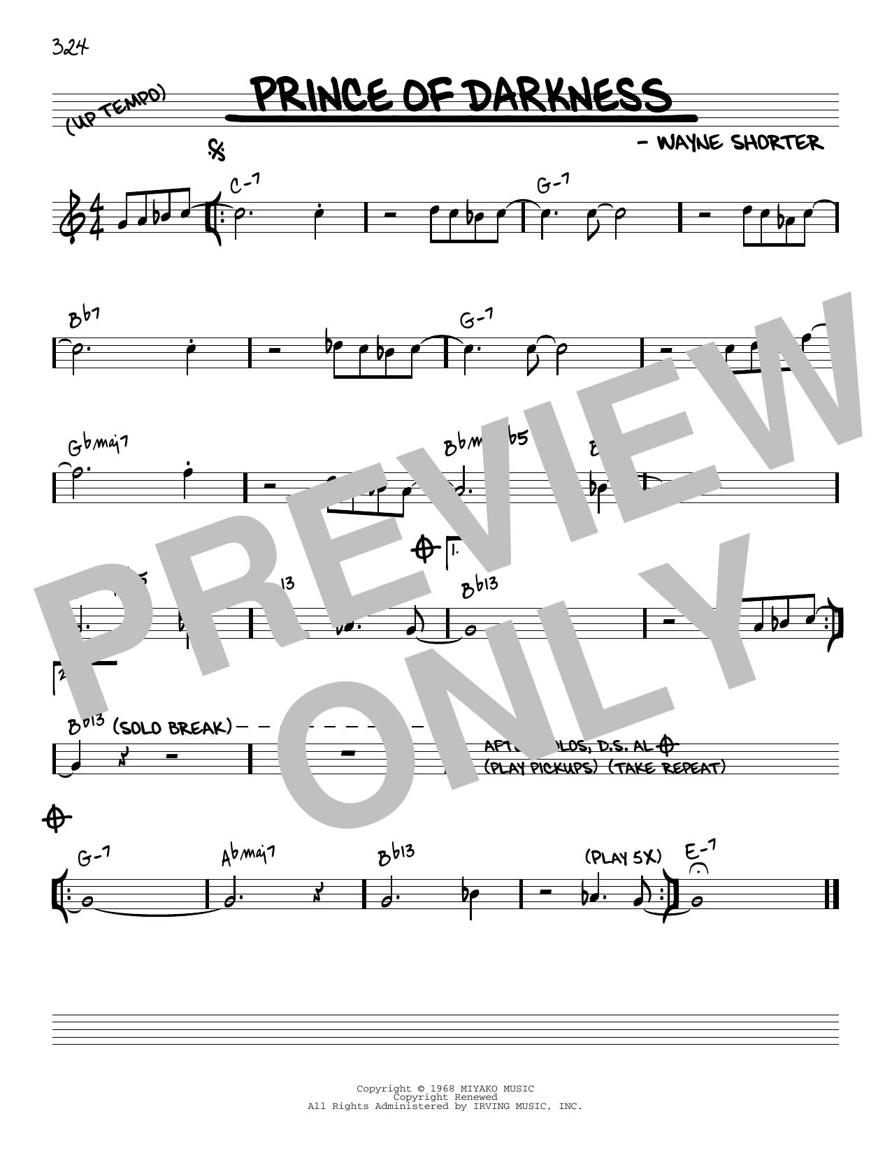 Download Wayne Shorter Prince Of Darkness [Reharmonized version] (arr. Jack Grassel) Sheet Music and learn how to play Real Book – Melody & Chords PDF digital score in minutes