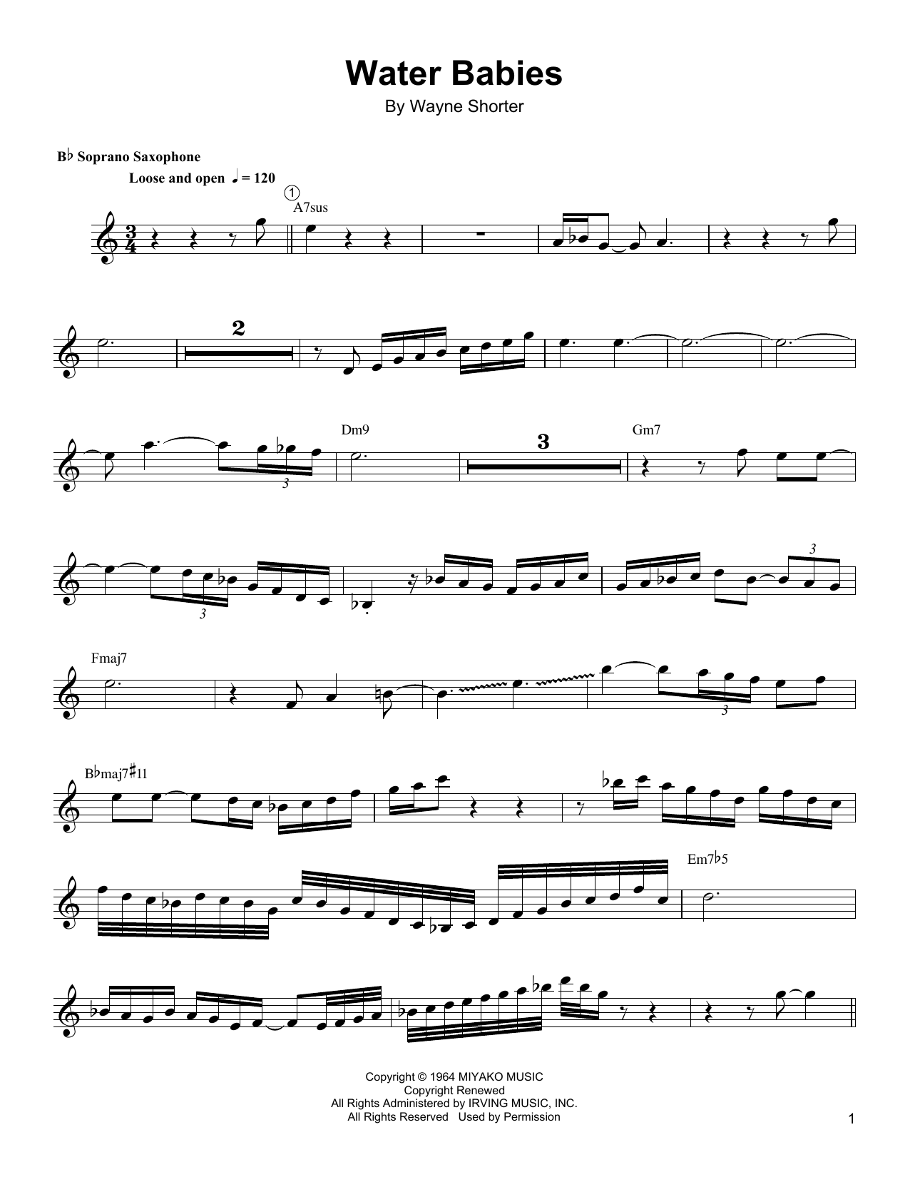 Download Wayne Shorter Water Babies Sheet Music and learn how to play SSXTRN PDF digital score in minutes