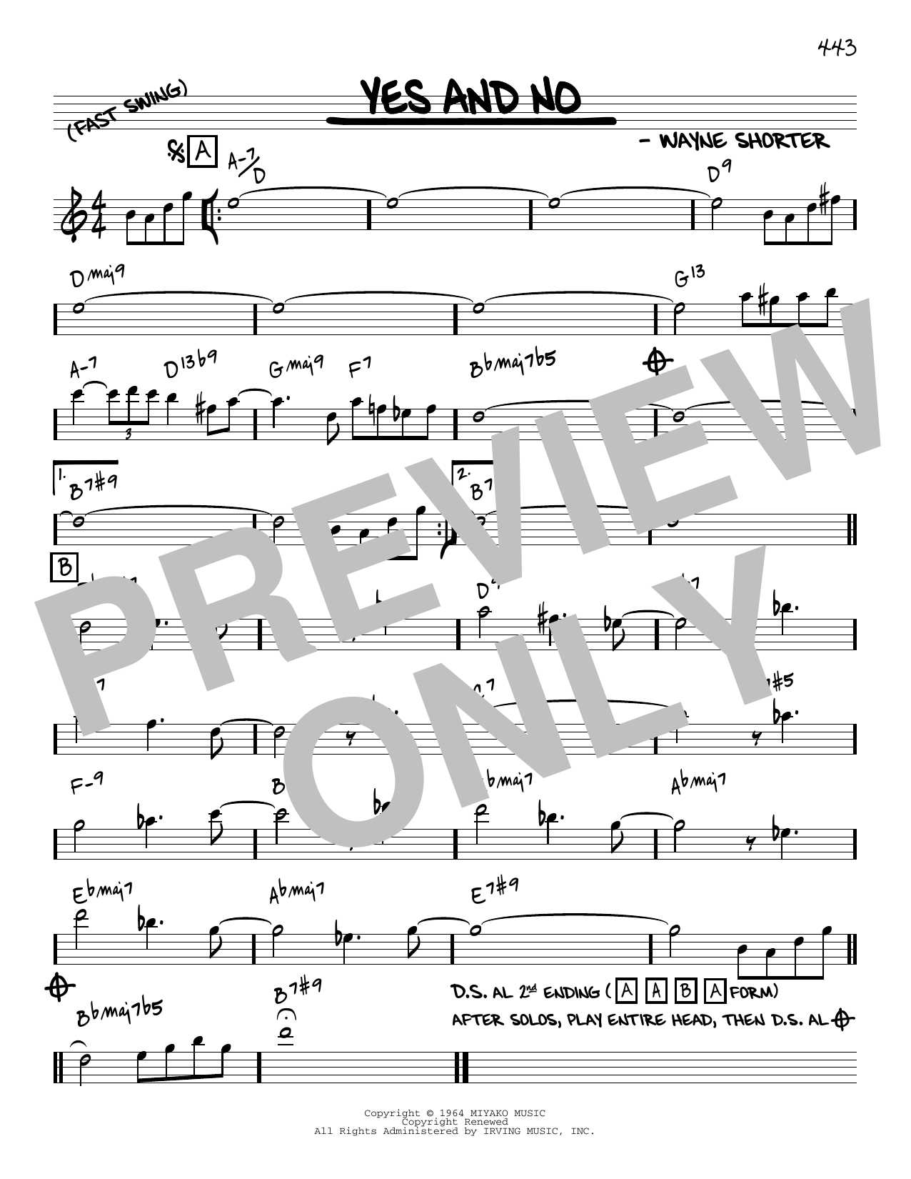 Download Wayne Shorter Yes And No [Reharmonized version] (arr. Jack Grassel) Sheet Music and learn how to play Real Book – Melody & Chords PDF digital score in minutes