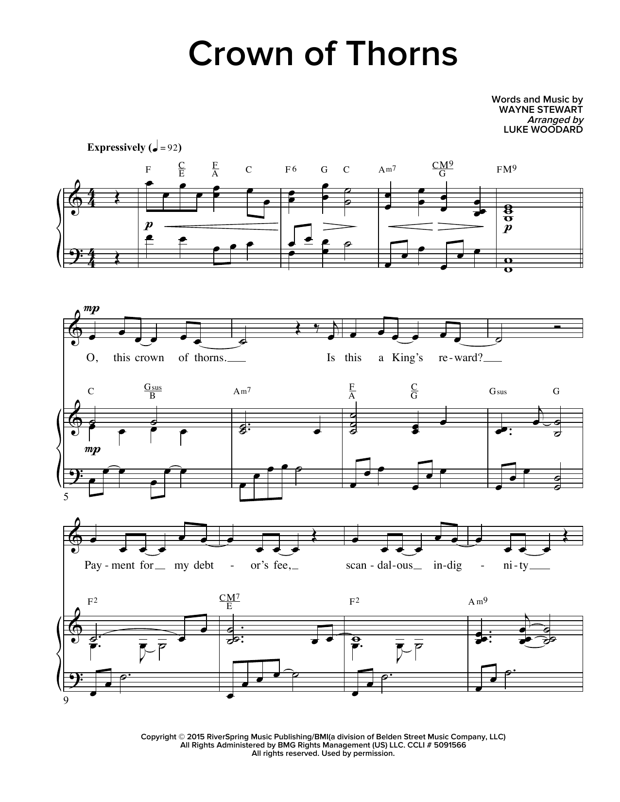 Download Wayne Stewart Crown Of Thorns (arr. Luke Woodard) Sheet Music and learn how to play Piano & Vocal PDF digital score in minutes