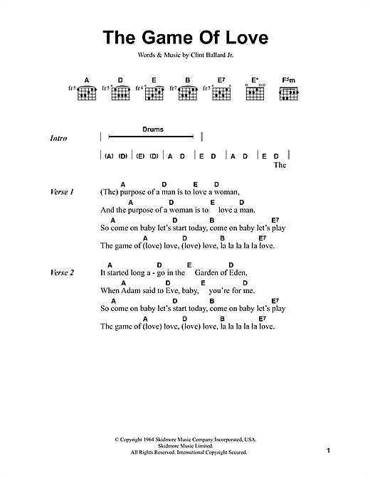 Download Wayne Fontana & The Mindbenders The Game Of Love Sheet Music and learn how to play Lyrics & Chords PDF digital score in minutes