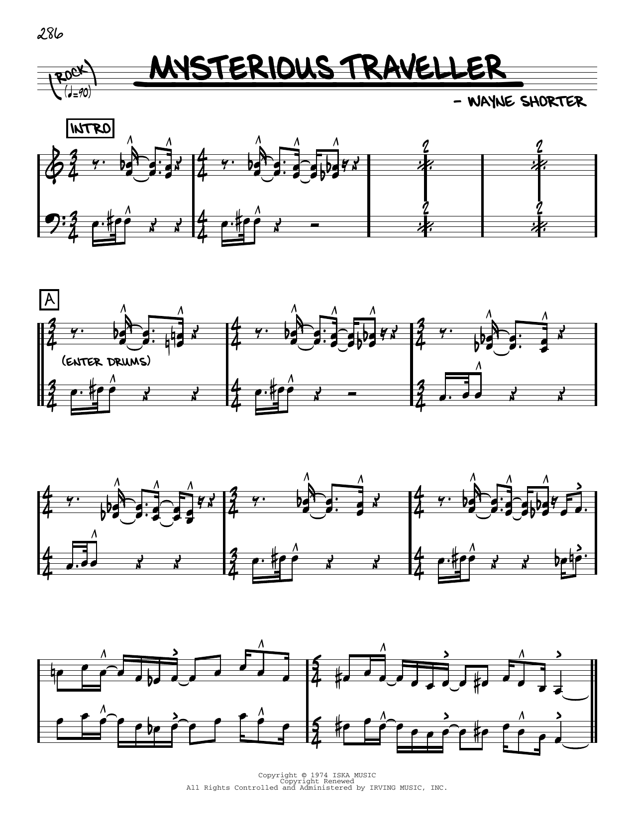 Download Wayner Shorter Mysterious Traveller [Reharmonized version] (arr. Jack Grassel) Sheet Music and learn how to play Real Book – Melody & Chords PDF digital score in minutes